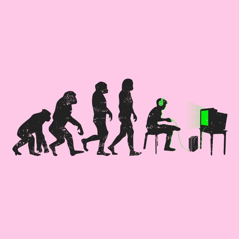 Gamer evolution gift player nerd geek noob