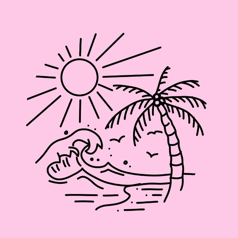Beach sea sun palm trees