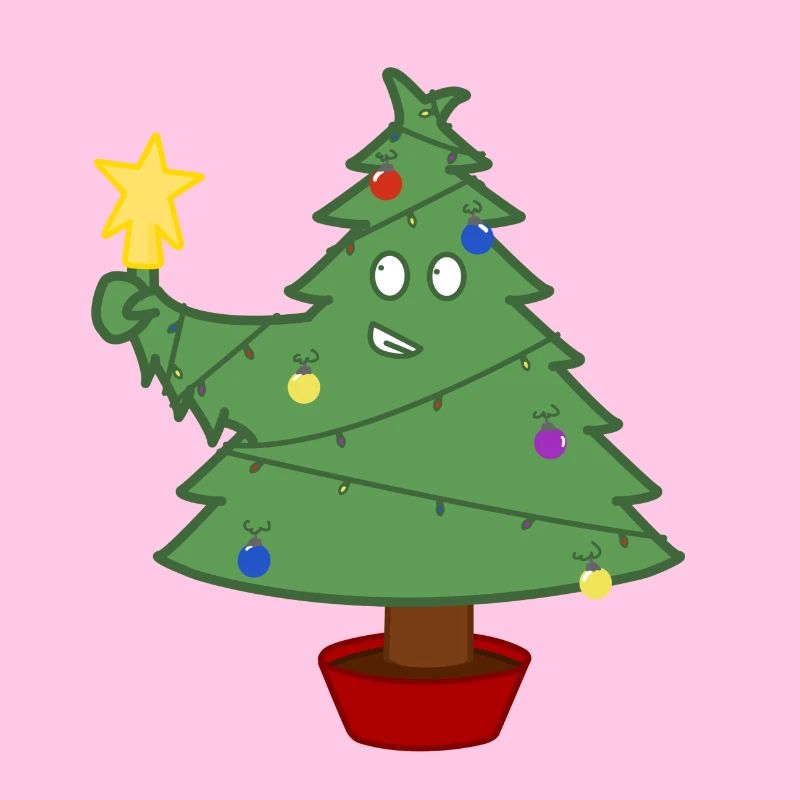 Lächelnder Weihnachtsbaum mit Lichtern