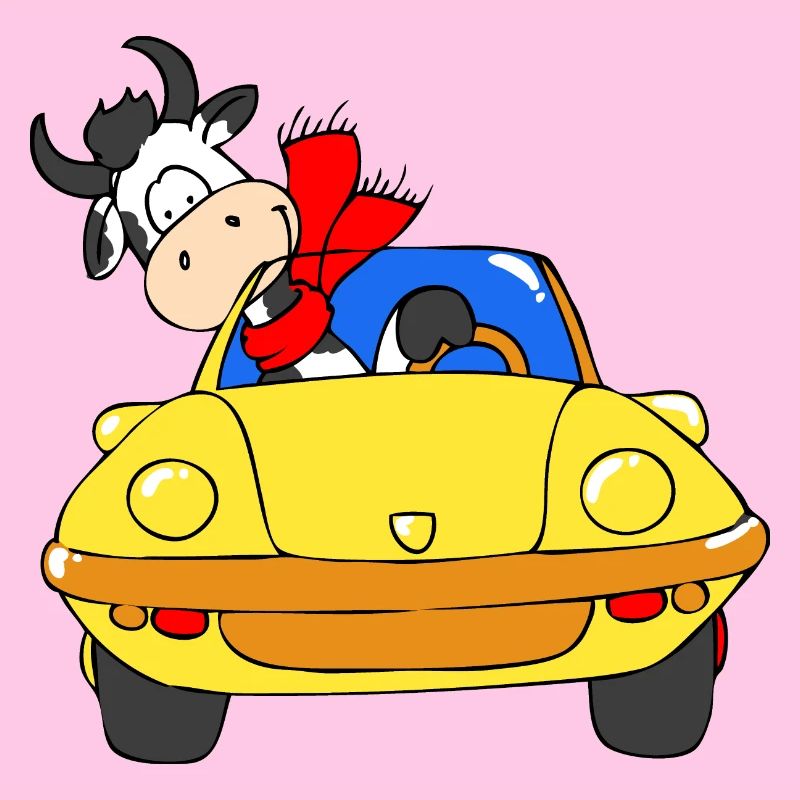 Cow driving car