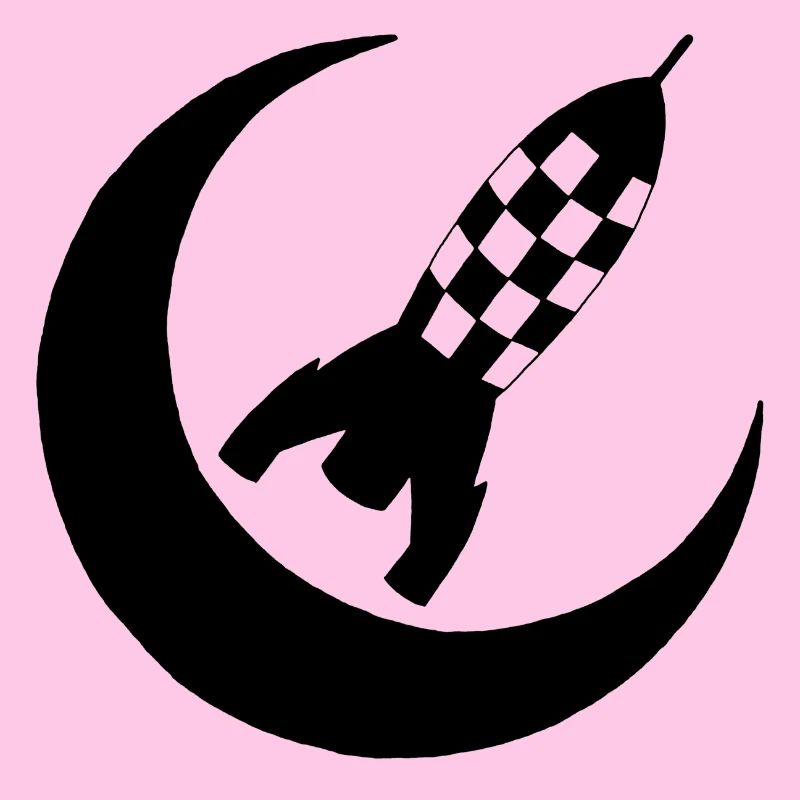 Black rocket and half-moon