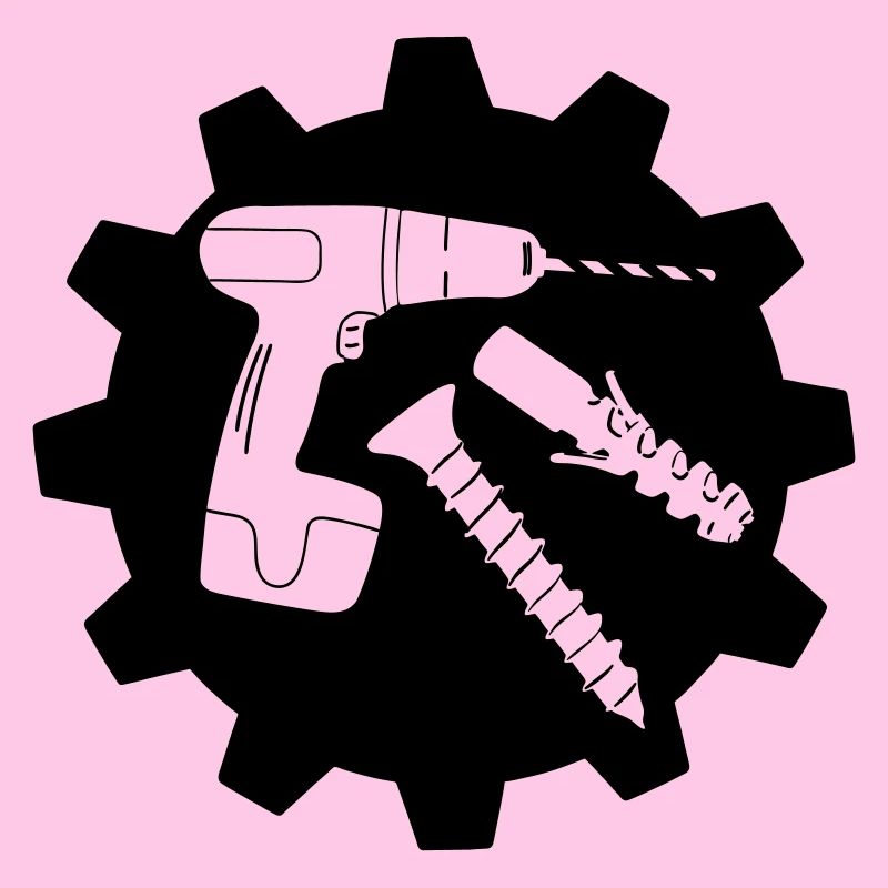 Vis de forage et logo de bouchon de travail d’équipe
