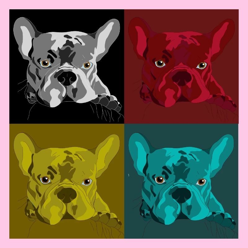 Frenchie Pop Art Four-Color Design