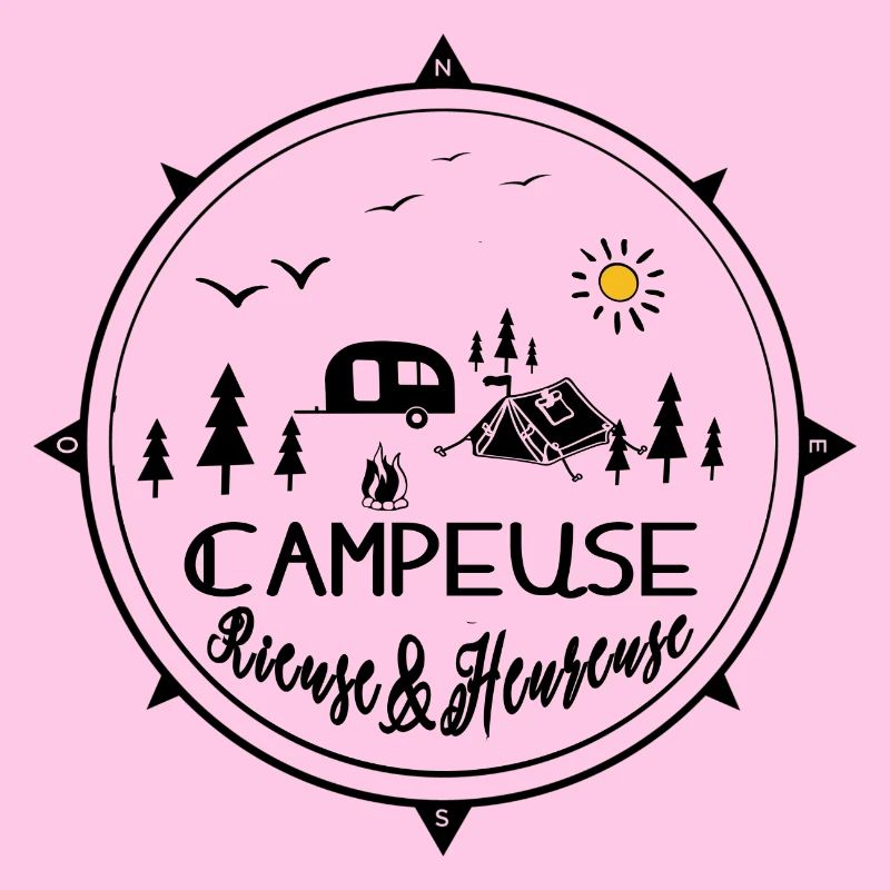 Glücklicher lachender Camper