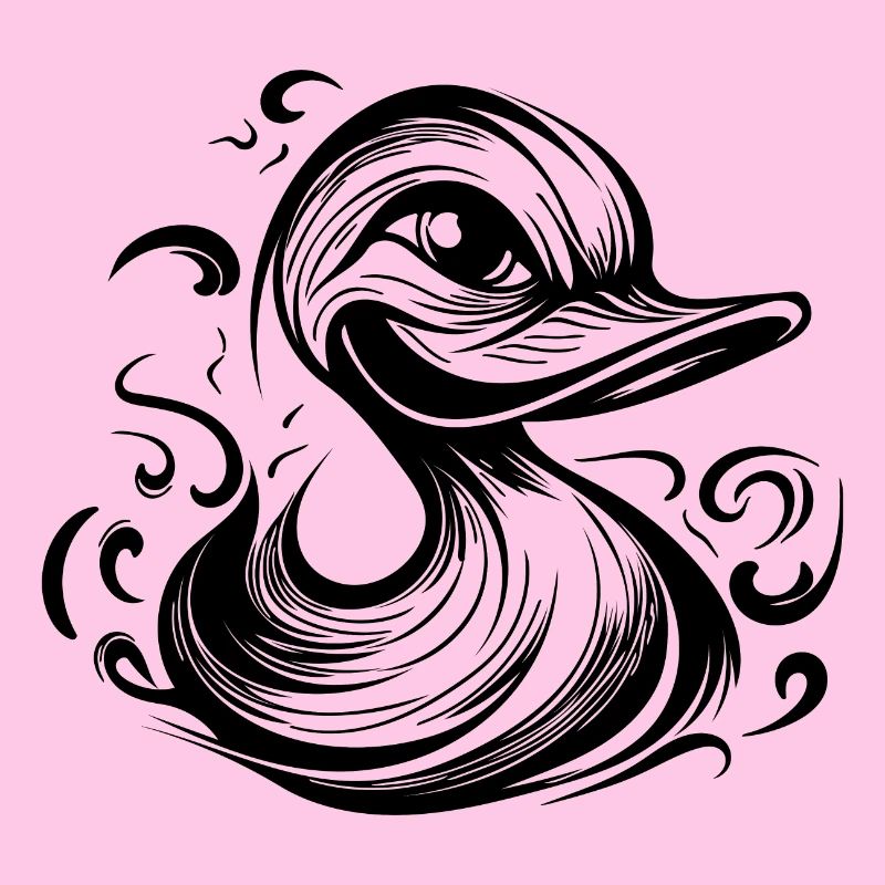 Funny grinning duck with huge beak