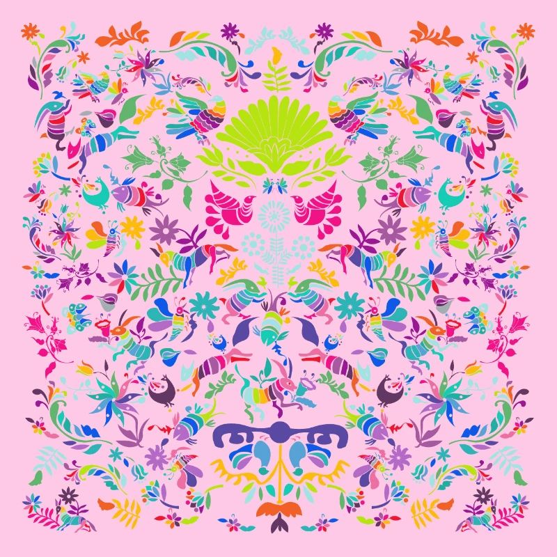 Lebendige Tier- und Pflanzenmuster. Otomi