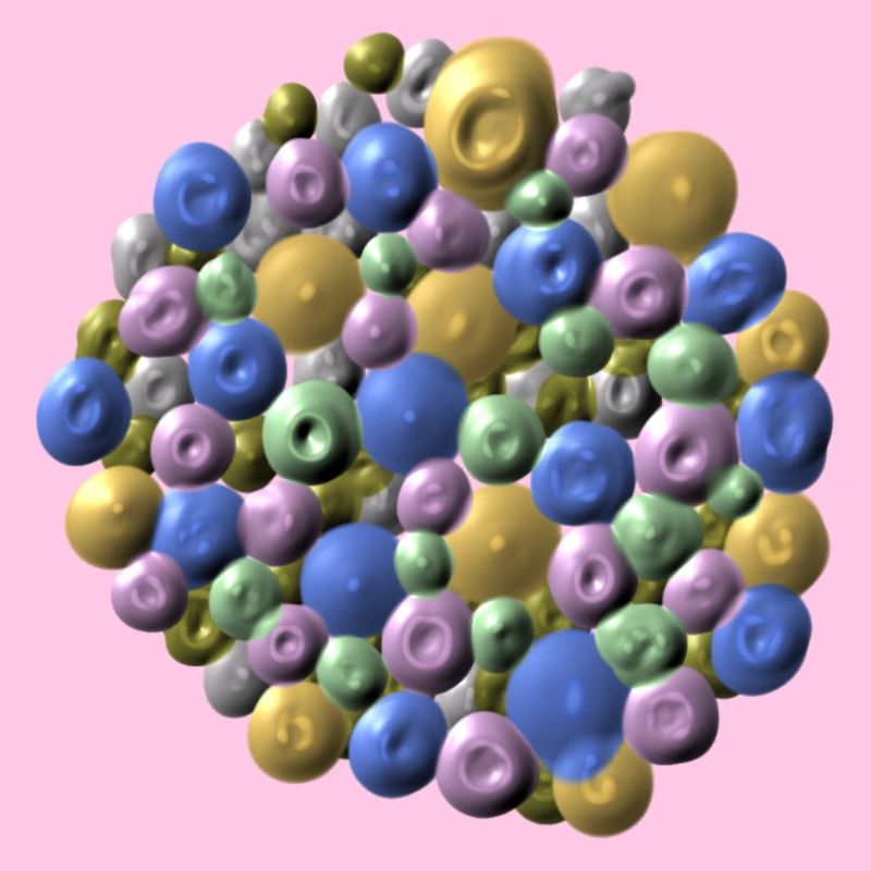 Structure moléculaire colorée aux couleurs pastel