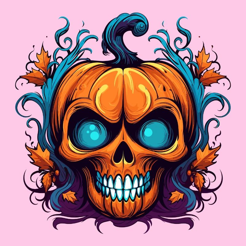 Orange Pumpkin Skull