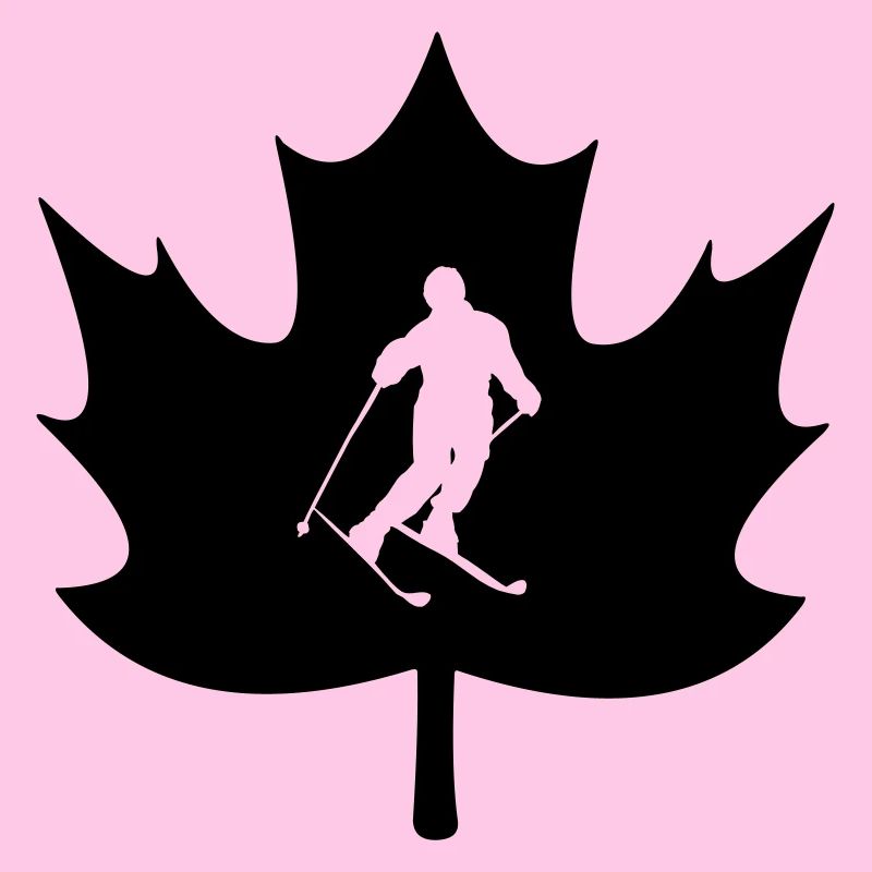 Feuille d’érable du Canada avec logo de skieur découpé