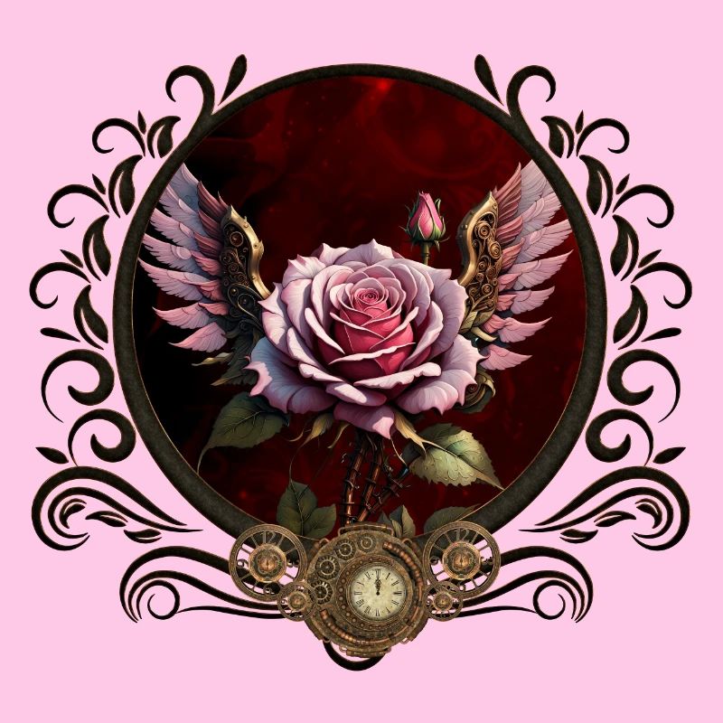 Wunderbare Steampunk-Rose mit Flügeln.