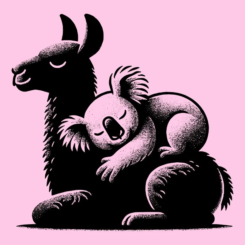 Koala endormi sur un lama endormi
