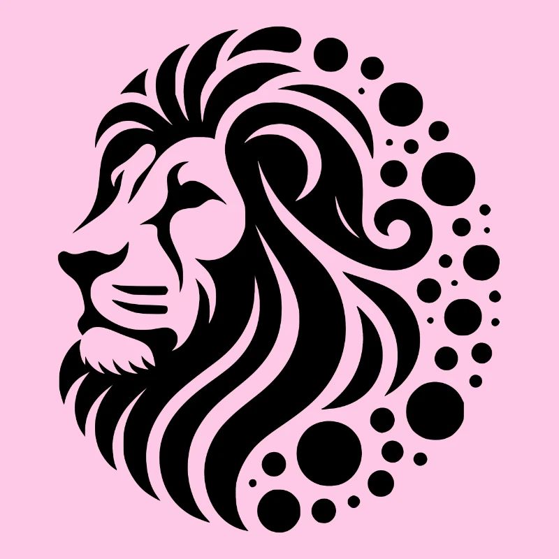 Proud lion's head with mane