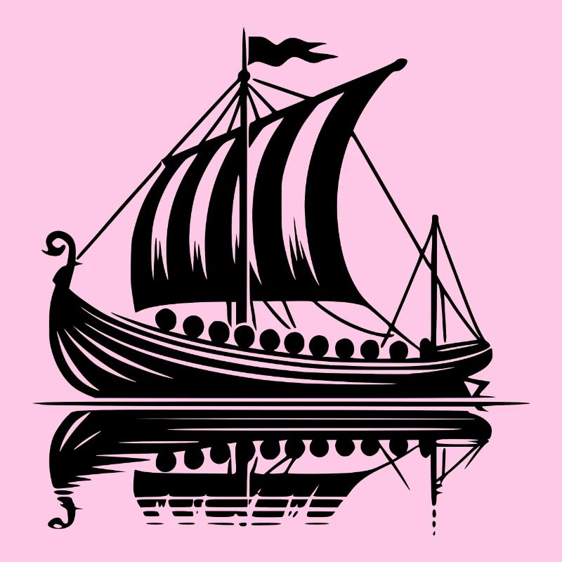 Starkes Wikinger Drachenboot mit Segel