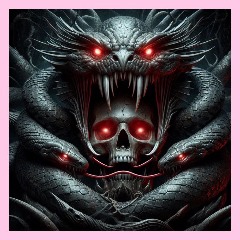 Crâne dévoré par les serpents