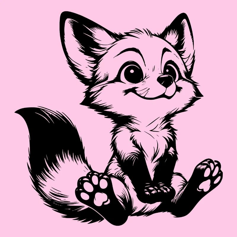 Curious Fox Drawing Seated Fox