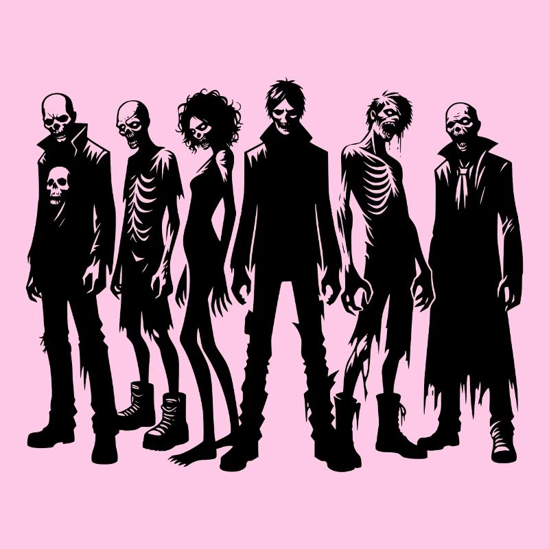 Halloween Monster Skeletons Zombie Group