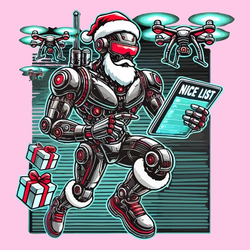 AI Santa Robot with Drones Future Christmas Helper