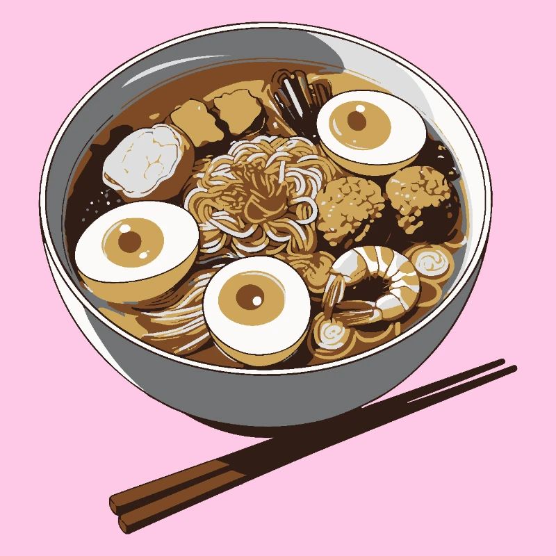 Ramen Eier Bowl Illustration