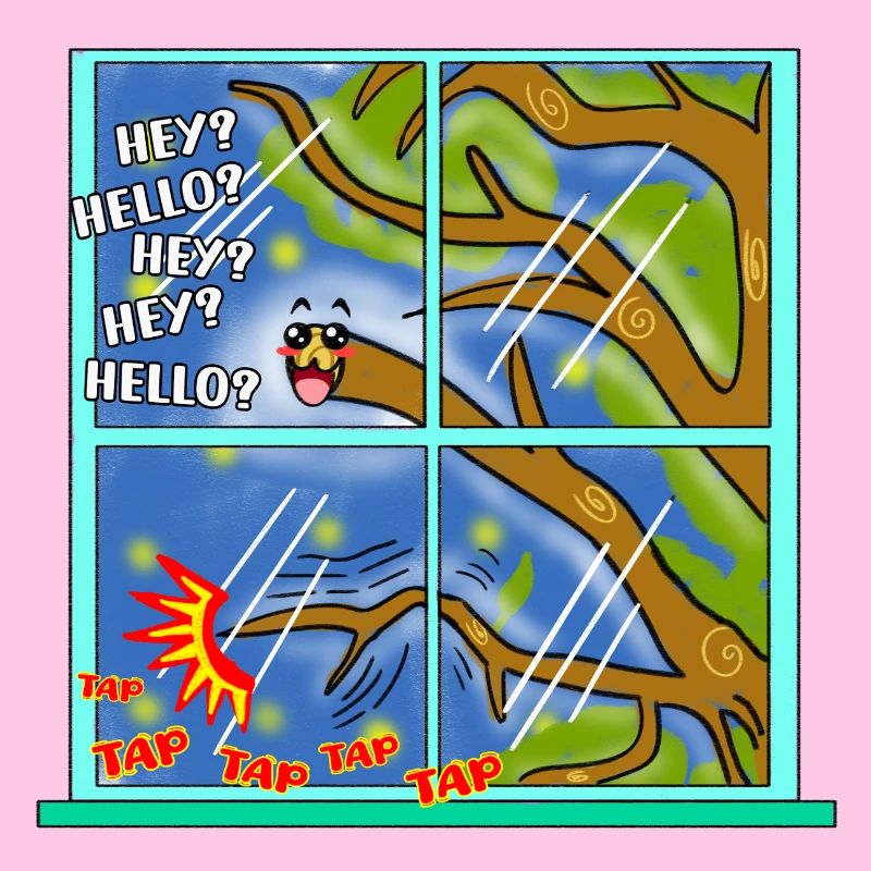 Drôle Kawaii Mignon Branche d’arbre Tapping Art classique