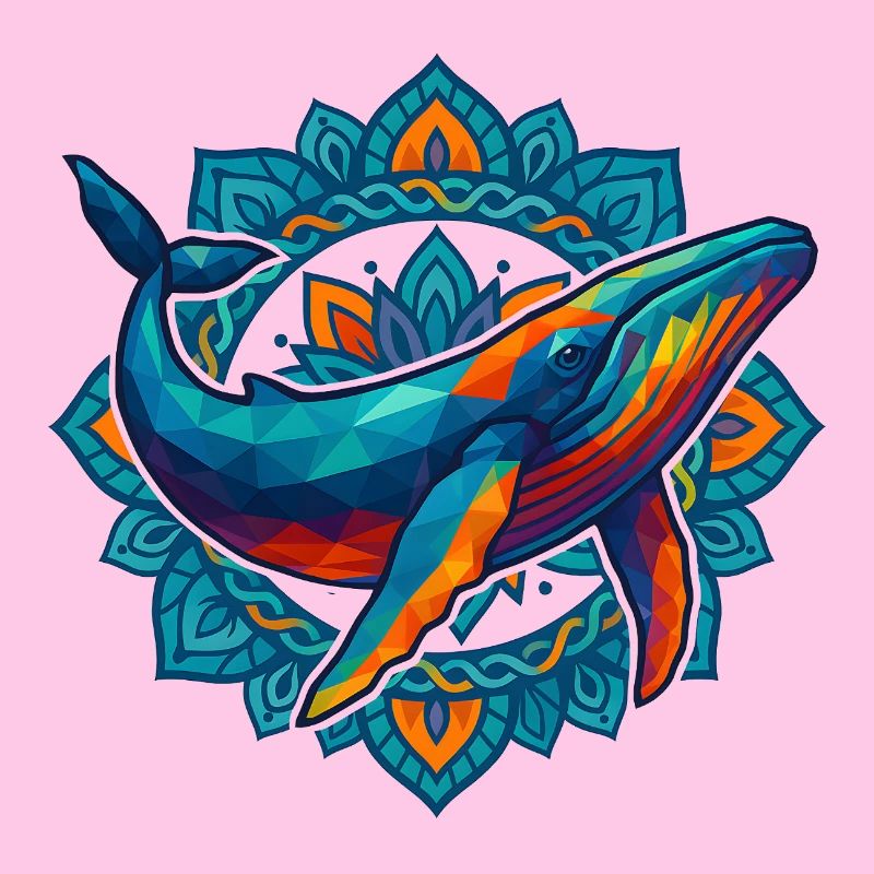 WPAP polygone Style animaux baleine fleurs couronne