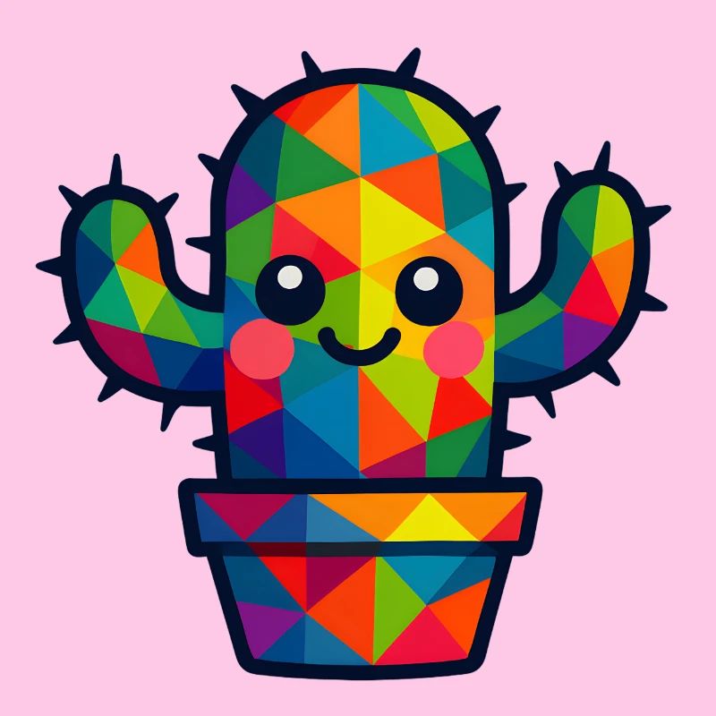 WPAP polygone Kawaii Style bébé cactus dans un pot de fleurs