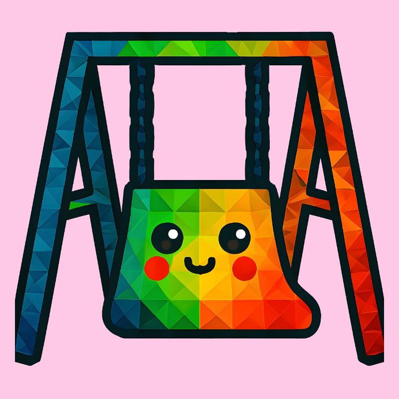 WPAP Polygon Style Kawaii Balançoire pour bébé