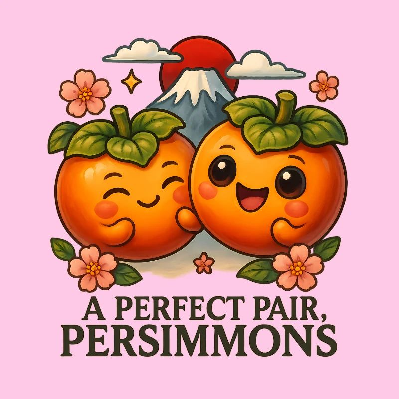 Japanisch Ein Perfektes Paar Kakis Mount Fuji