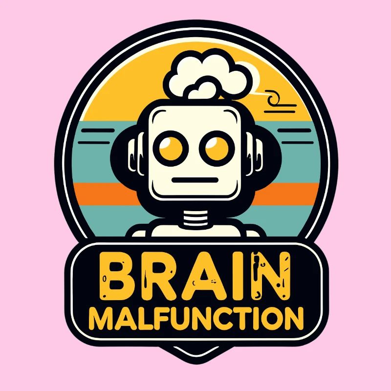 Logo de robot rétro de dysfonctionnement cérébral