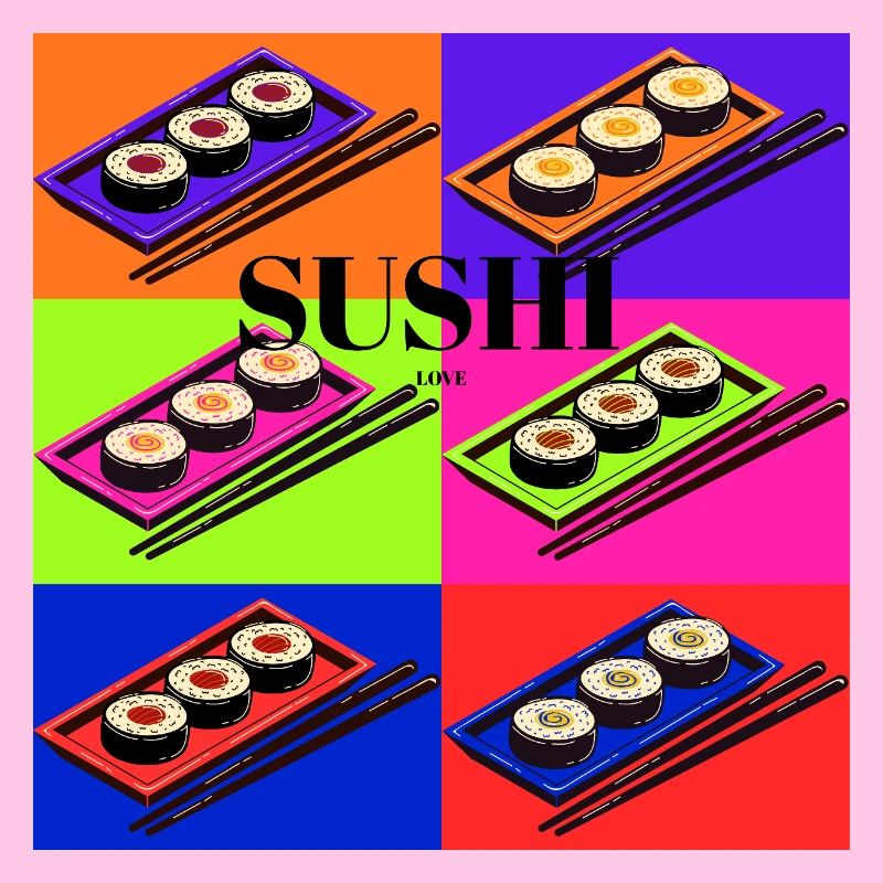 Bunte Sushi-Design mit Pop-Art-Stil