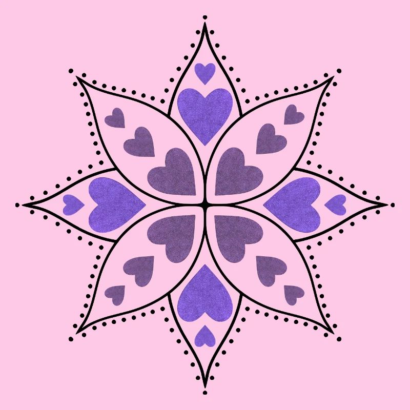 Mandala cœurs violets