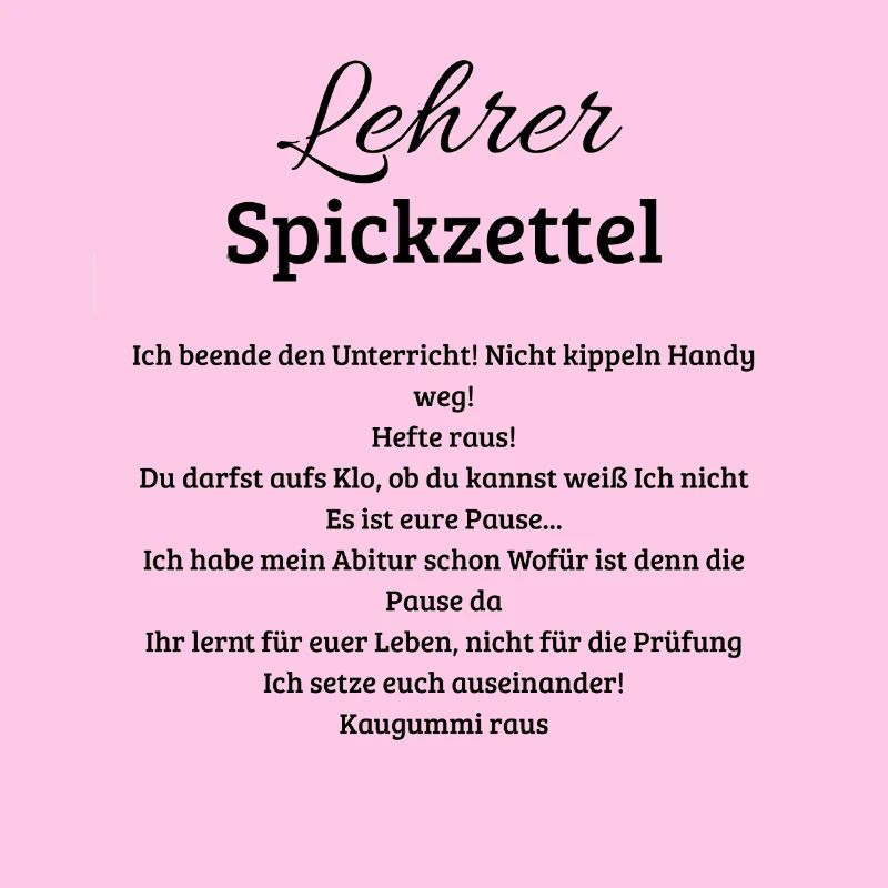 Lehrer Spickzettel, lustiges Geschenk für Lehrerin