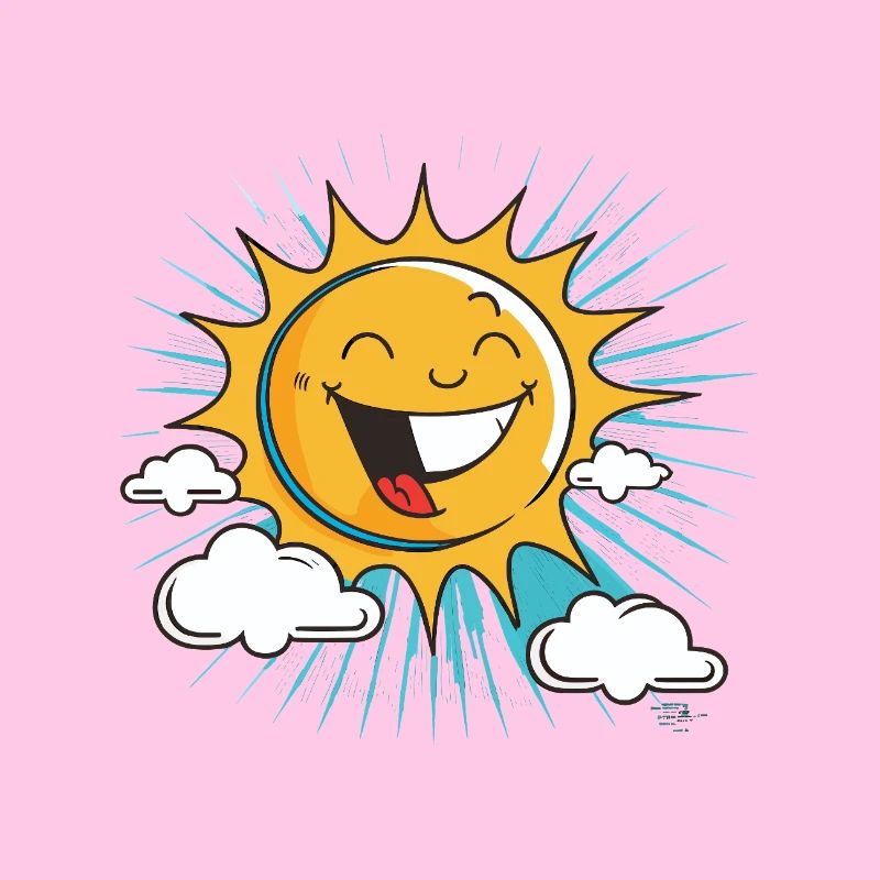Soleil souriant avec éclatement de nuages
