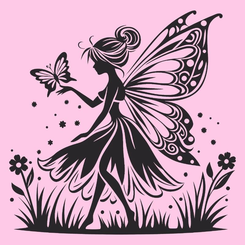 Fée au clair de lune avec silhouette de papillon