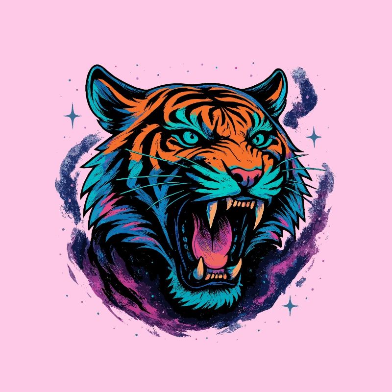 Neon Tiger Rage Galaxy Design