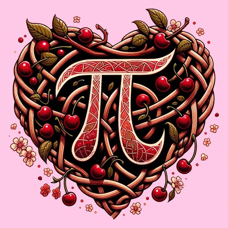 Woven Cherry Heart Pi Design