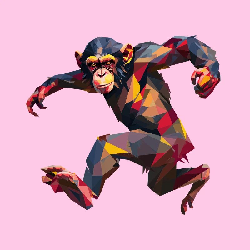 Low Poly Schimpanse Sprint Logo Design