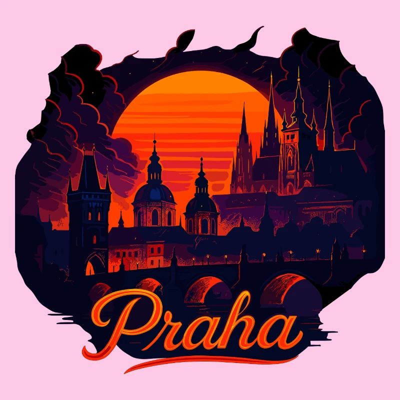 Praha Abendlicht Skyline Abendrot Geschenk