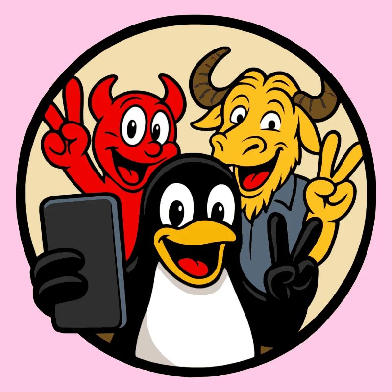Tux, Beastie & GNU Selfie