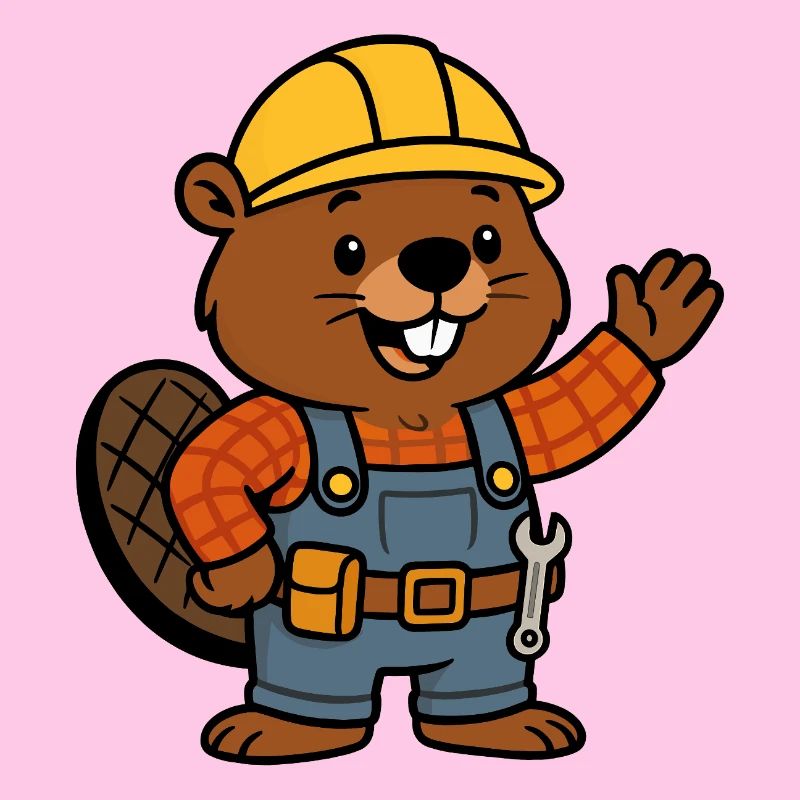 Biber Bauarbeiter Bob Helm Hallo Plan Baumeister