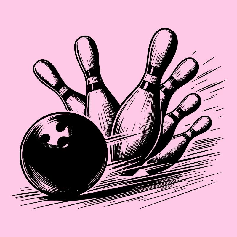 Dynamischer Bowlingkugel Wurf auf Pins