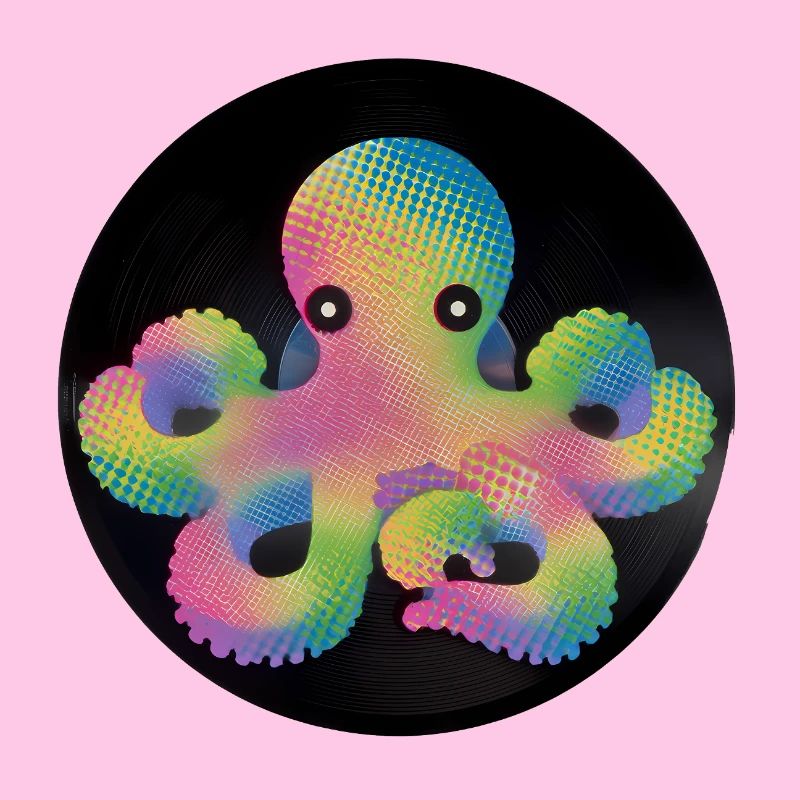 Pixel Octopus coloré sur vinyle