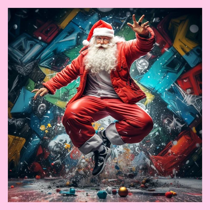 Weihnachtsmann Graffiti Sprung Breakdance