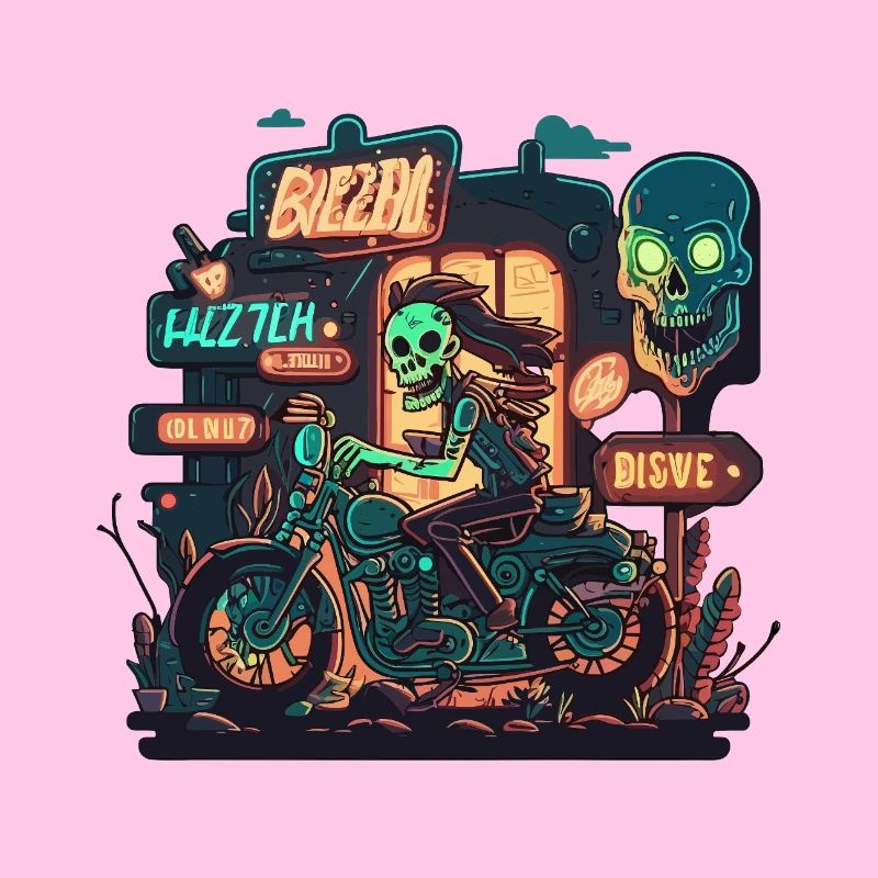 Nekro Neon Motorradfahrt