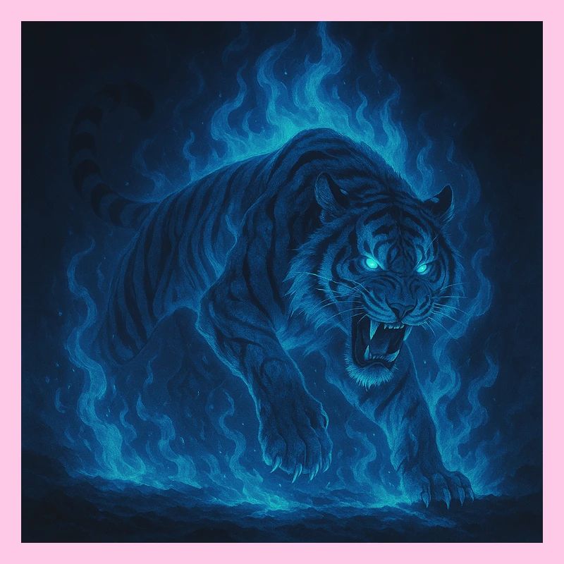 Blue Neon Tiger Flame