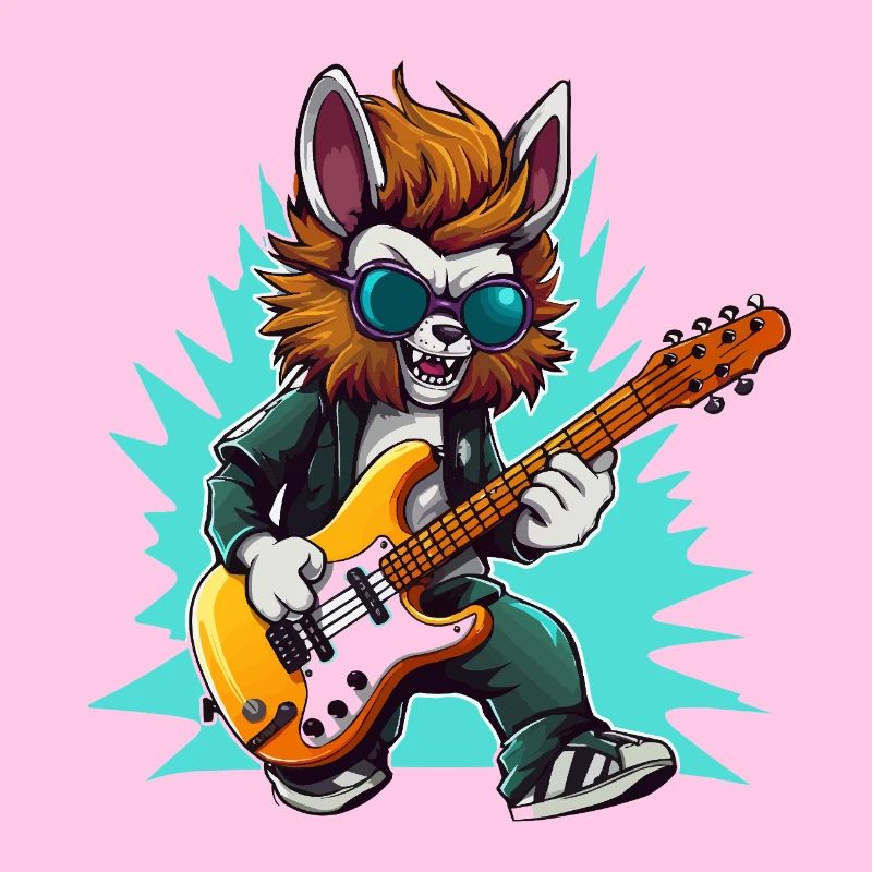 Gitarrowl Rockwolf mit Sonnenbrille