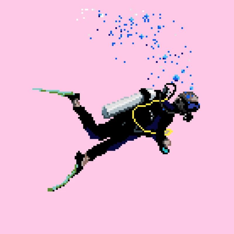 Retro Pixel Art Scuba Diver