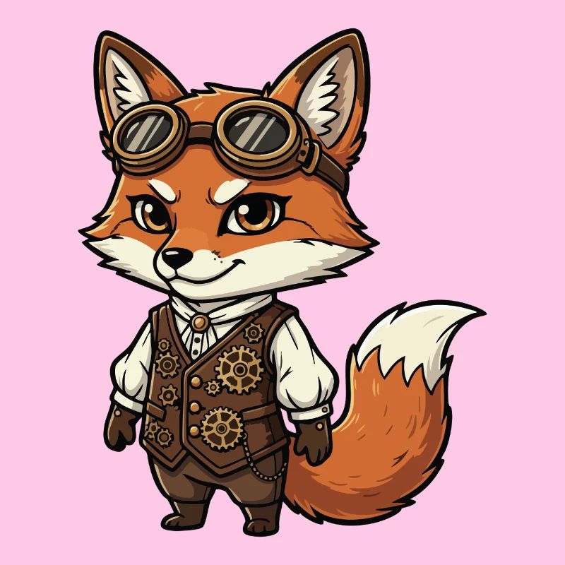 Fox Steampunk Weste Gears Süßer Flieger