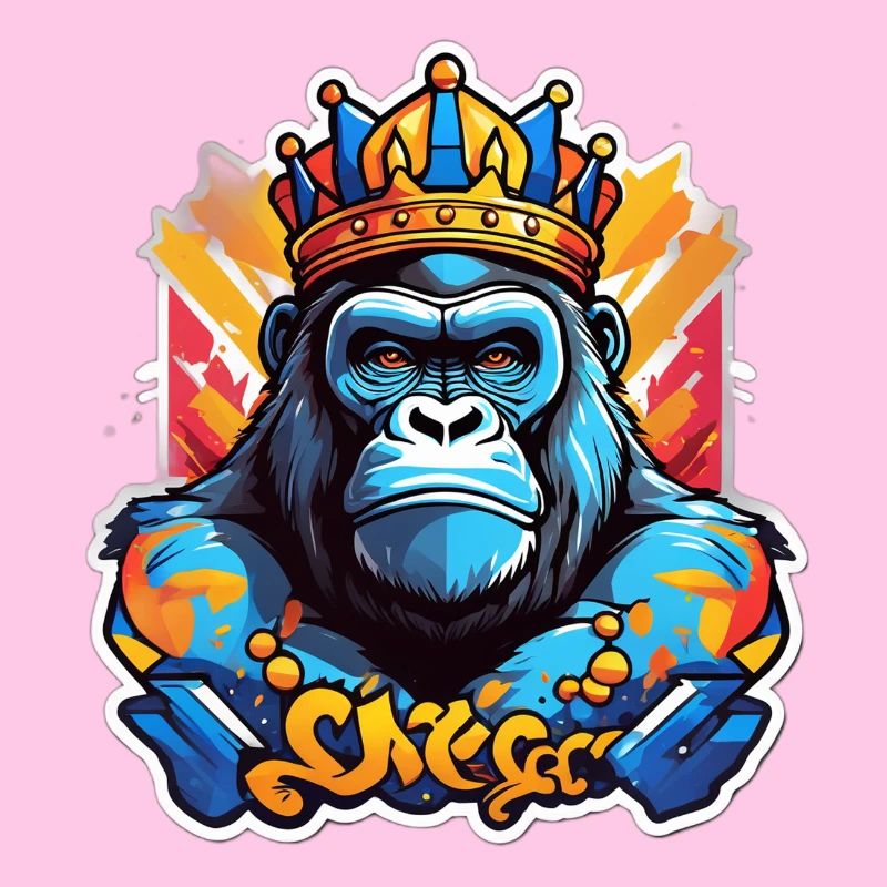 Blue Gorilla Crowned Graffiti