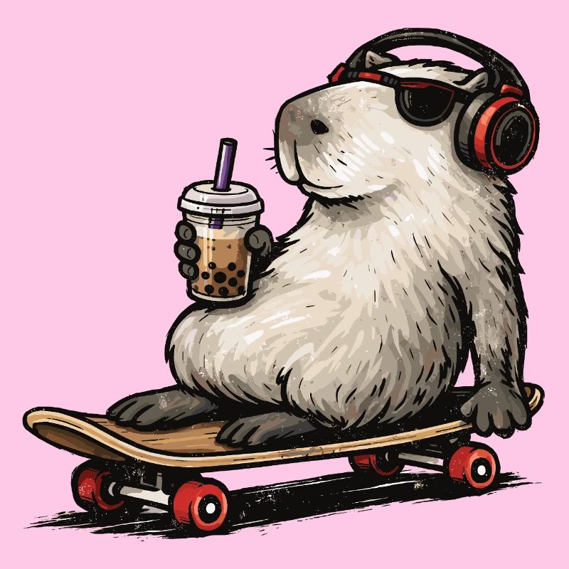 Capybara Skateboard Bubble Tea