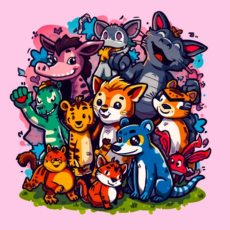 Animals Group Cartoon Colors